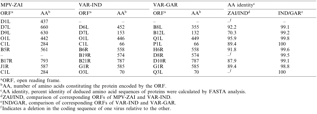 Comparison of ankyrin repeat proteins between MPV and VAR